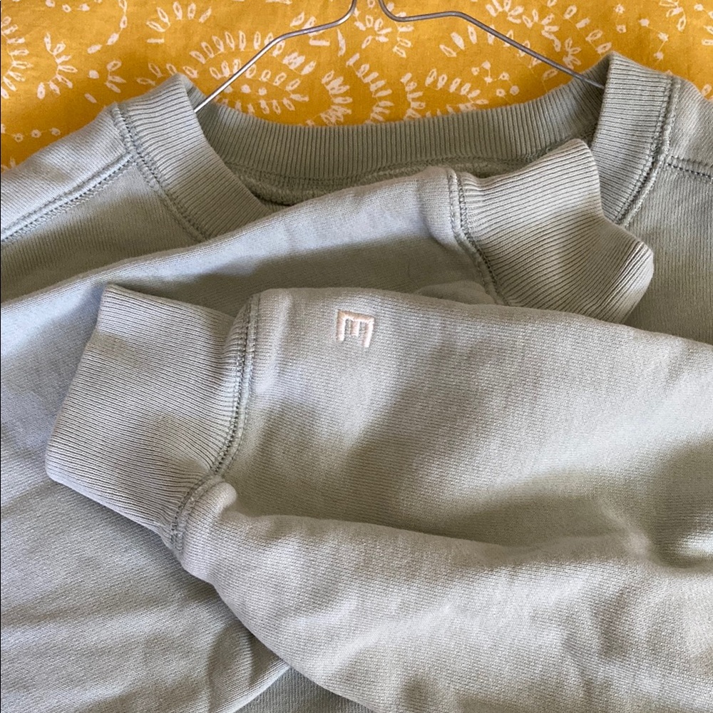 Everlane Cropped Crewneck Sweatshirt in Sage Green - Picture 6 of 8